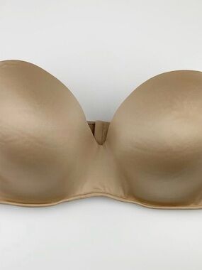 Cacique Strapless Bra Beige Underwire Non-Slip Size 38F